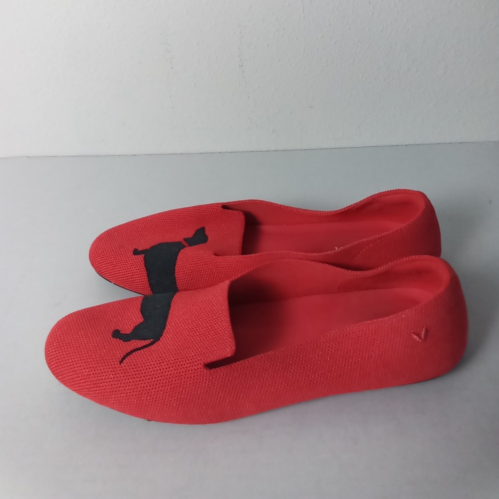 Vivaia Aubrey Loafers Dachshund Dog Design Coral Red Comfort 40.5 NWOT - Picture 6 of 9